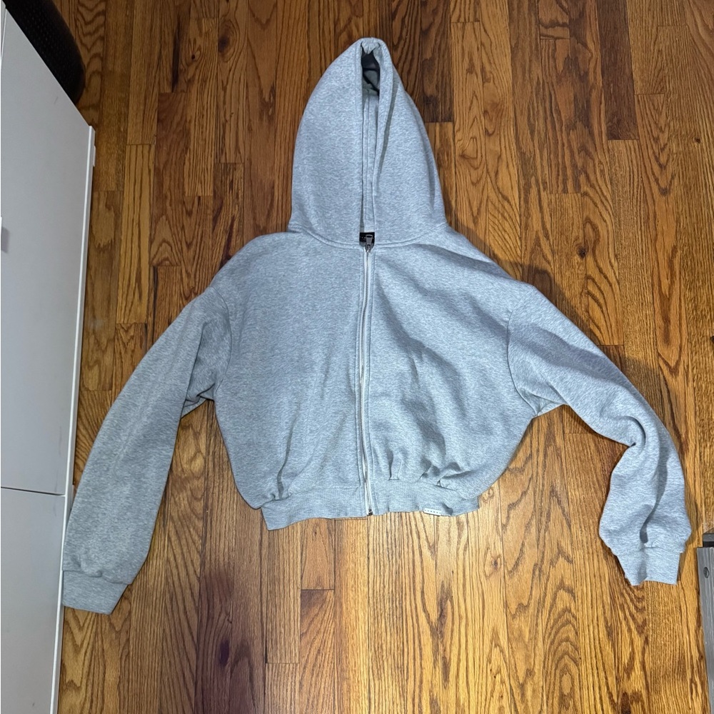 Casual Gray Zip-Up Hoodie